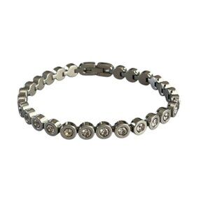 Rustic Cuff Stainless Angeline Tennis Bracelet W/Clear Crystals 7"
